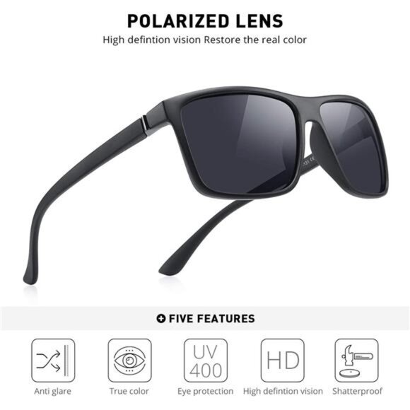 Rectangular Polarized Sports Sunglasses for Men Women Cycling Driving Fishing - Picture 6 of 7